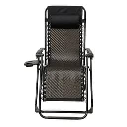 Розкладне крісло шезлонг LEOBRO Zero Gravity Premium Brown Rattan (LB-ZGC-G2-RB) - мініатюра 2