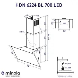 Витяжка декоративна похила Minola HDN 6224 BL 700 LED - мініатюра 11