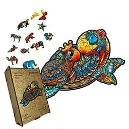 Пазл деревянный Семья Черепах, А3, Картонная коробка 200 элементов