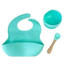 Набір дитячого посуду Силіконова тарілка та слинявчик у коробці Mega Zayka 9х16х11 см det0014095