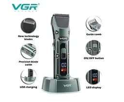Професійний бездротовий тример для волосся VGR V-696 машинка для стрижки акумуляторний тример для бороди та окантовки - мініатюра 3