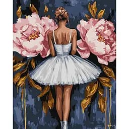 Картина за номерами "Балерина з рожевими півоніями" ©art_selena_ua Ідейка KHO8662, 40x50 см