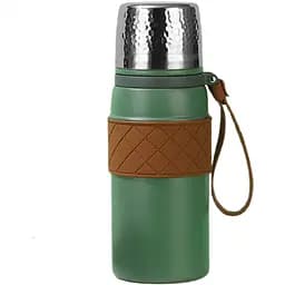 Термос 700 мл з кришкою фліп топ і ситечком, зелений Yiwu HP-14-7GR