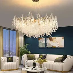 Золотая люстра с белыми подвесками Ø 100 см | Ст. 701D-1000 GD+FR | Line F