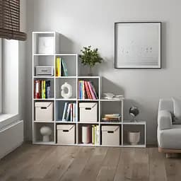 Книжная полка стеллаж Vays M-5 с 15 ячейками этажерка для дома игрушек и декора ЛДСП 178x29x178 см