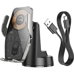 Автотримач із бездротовою зарядкою Hoco HW27 Traveler Black Metal Gray [151326] - мініатюра 6