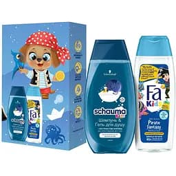 Набір Kids Boy: Шампунь-гель для душу Schauma Kids з чорницею 250 мл + Гель-шампунь для душу Fa Kids Pirate Fantasy 250 мл