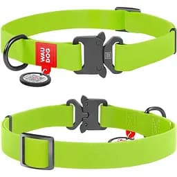 Нашийник для собак Waudog Waterproof, коллартекс, водостійкий, з QR паспортом, 24-40х2 см, салатовий - мініатюра 3