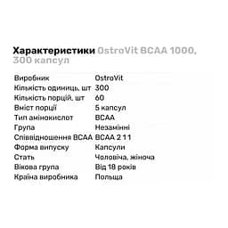 Амінокислота BCAA OstroVit BCAA 1000300 капсул - мініатюра 2
