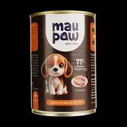Набір: сухий корм для собак великих порід Brit Premium Dog Adult L з куркою 15 кг + корм для дорослих собак MAU PAW Шматочки в соусі з птицею 415 г + корм для дорослих собак MAU PAW Шматочки в желе з індичкою та печінкою 415 г - мініатюра 4