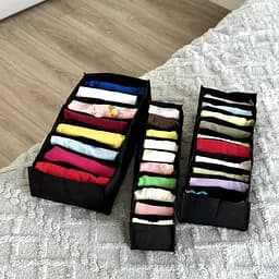 Набір гнучких органайзерів  ORGANIZE без картону для зберігання білизни та дитячих речей - XS, S, M (чорний)