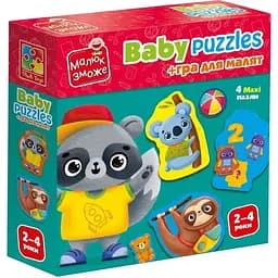 Детские развивающие картонные пазлы Vladi Toys Животные Игрушки с игрой (VT1722-27)