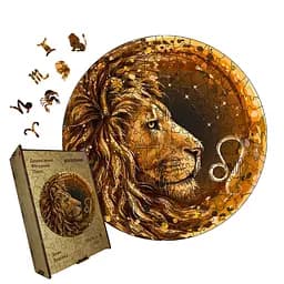 Пазл деревянный Знак Зодиака Лев, А5, Картонная коробка 35 элементов