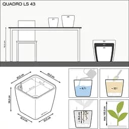 Вазон Lechuza Quadro Premium LS 43 антрацит (16183) - мініатюра 5