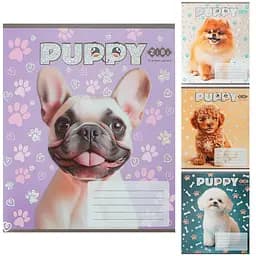 Тетради ученические 12 листов косая линия KIDS LINE DOGS, 25 шт. в упаковке