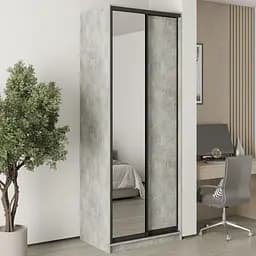 Шкаф-купе двухдверный MebelStar Уни BG ДСП/Зеркало 90x60x240 см Бетон (MBS-10503)