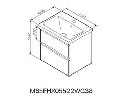 Тумба з раковиною AM.PM X-Joy підвісна 55, білий глянець M85-FHX0552-WC0552WG38, Білий - мініатюра 2
