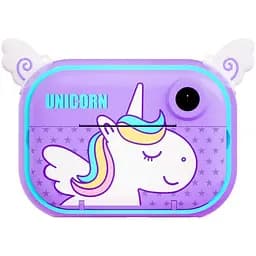 Фотоаппарат детский моментальной печати Happy Life UR190VBL Единорог для фото и видео FullHD, фиолетовый
