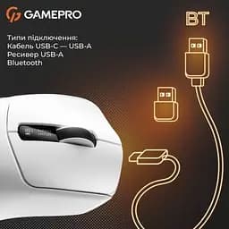 Комп'ютерна мишка GamePro Genesis Ranker Wireless/Bluetooth/USB White (GM012W) - мініатюра 2