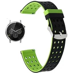 Двойной ремешок Primo с перфорацией для часов Motorola Moto 360 2nd gen (42 мм) Black Green