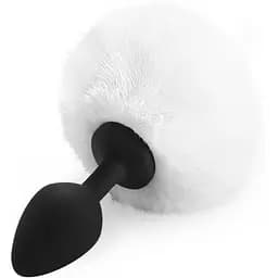 Силиконовая пробка Art of Sex - silicone Bunny Tails Butt plug М White
