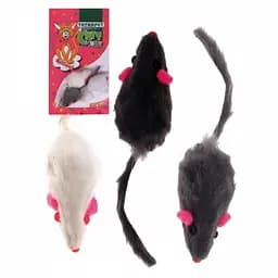 Іграшка для котів TatraPet Caty Funny плюшеві мишки біла/сіра 5 см 3 шт.