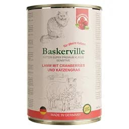 Влажный корм для кошек Baskerville Sensitive Lamm Mit Preiselbeeren Ягненок с клюквой и кошачьей травой 400 г