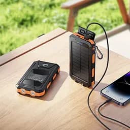Power bank Hoco J164 8000mAh c LED ліхтариком на сонячній панелі чорний - мініатюра 2