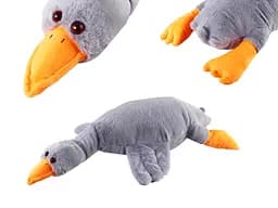 М’яка іграшка Гусак, подушка обіймашка, сірий, 75 см