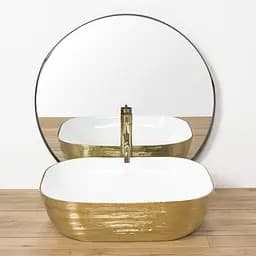 Умивальник Rea Floria gold/white накладний REA-U0027, Золотий - мініатюра 4
