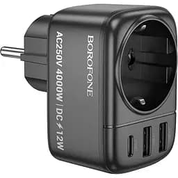 Мережевий фільтр Borofone BAC14 Wide 1-socket wall outlet (1C2A) (EU/GER) чорний
