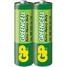 Батарейки GP зеленый CELL 1.5V солевые, 15G-S2, R6, AA 2 шт.