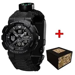 Awarder 005 Тризуб срібло Black + Паракордовий ремінець Black