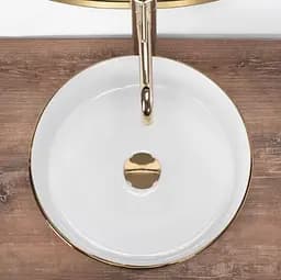 Умивальник Rea Sami 36x36 gold brush/white (REA-U6630) - мініатюра 4