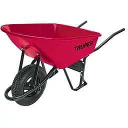 Тачка будівельна Truper з посиленою пневматичною шиною 16" 100 л червона Promo (CAT-60NDPR)