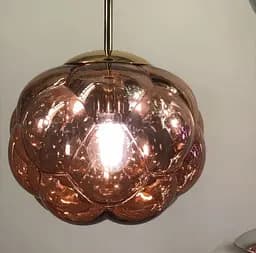 Подвес с фактурным стеклянным плафоном в розовом золоте | Line F | Арт. 0619/1 Rose gold