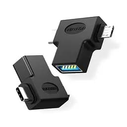 Адаптер Vention USB - USB Type-C + micro USB V 3.0 (F/M) Black (CDIB0) - мініатюра 10