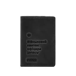 Шкіряна обкладинка для військового квитка офіцера запасу 8.2 чорна Crazy Horse - мініатюра 8