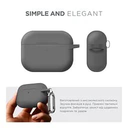 Силіконовий чохол для навушників Apple AirPods Pro 3, Hang Case, сірий, ультратонкий захисний кейс товщиною 2 мм, захист від подряпин, пилу та ударів, компактний, з карабіном для кріплення, ArmorStandart (ARM88270) - мініатюра 2