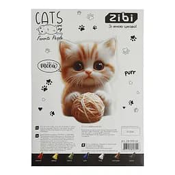 Картон кольоровий ZiBi Kids Line Cats&Dogs А4, 7 кольорів - 14 аркушів (ZB.1951-22) - мініатюра 2