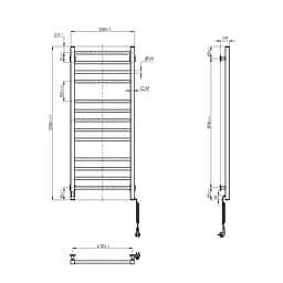 Електрична рушникосушка Navin Класик Квадро 500x1200 Sensor з Wi-Fi, права, чорний муар 12-112033-4880, Чорний матовий, Праве, Електронний - мініатюра 10