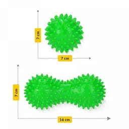 Масажний м'яч подвійний з шипами 4FIZJO Spike+ 7 x 16 см Green (P-5905973403351) - мініатюра 8