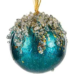 Ялинкова прикраса Lefard Куля 12 см бірюзова (66-177)