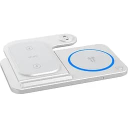Бездротовий зарядний пристрій WiWU Wi-W020 Foldable Magnetic Station Wireless Charger 3in1 15W White (6976195093537) [99973] - мініатюра 2