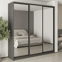 Шафа-купе тридверна MebelStar Комбо BG 3 Дзеркала 230x60x240 см Антрацит (MBS-9803)