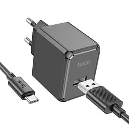 Мережевий зарядний пристрій Hoco CS11A Ocean single port charger set (Type-C) (EU) Чорний
