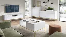 Тумба під телевізор Perfect Home Нова / Nova 2-дверна з 1 шухлядою і золотими ніжками RTV154 Білий (PFH-091224) - мініатюра 10