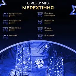 Гірлянда Роса нитка 500 LED довжина 50 м з пультом від мережі зелена, синій GarlandoPro 500L50MGBL - мініатюра 17