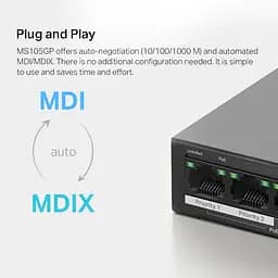 Комутатор MS105GP 5xGE (4xPoE), 65Вт, Некерований Mercusys teh0018243 - мініатюра 9