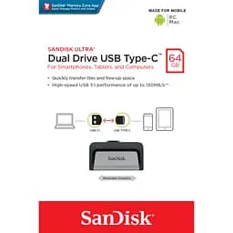 USB флеш накопичувач SanDisk 64GB Ultra Dual USB 3.0/Type-C (SDDDC2-064G-G46) - мініатюра 12